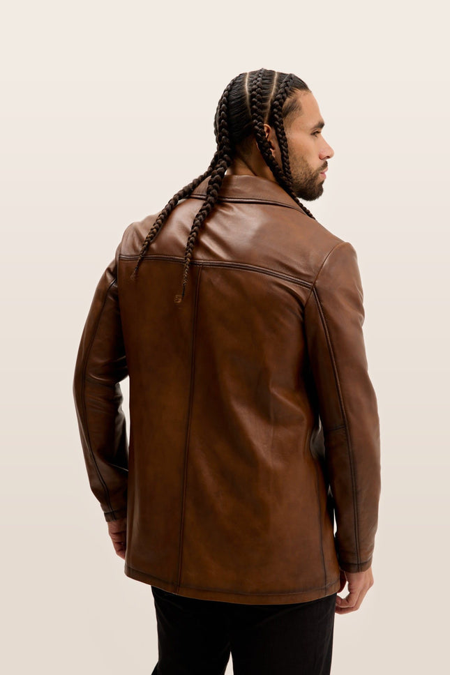 Nappa Lambskin Tinted Car Coat - Brown Tint