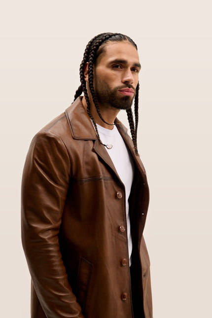 Nappa Lambskin Tinted Car Coat - Brown Tint