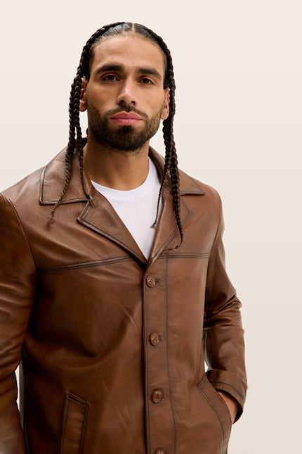 Nappa Lambskin Tinted Car Coat - Brown Tint