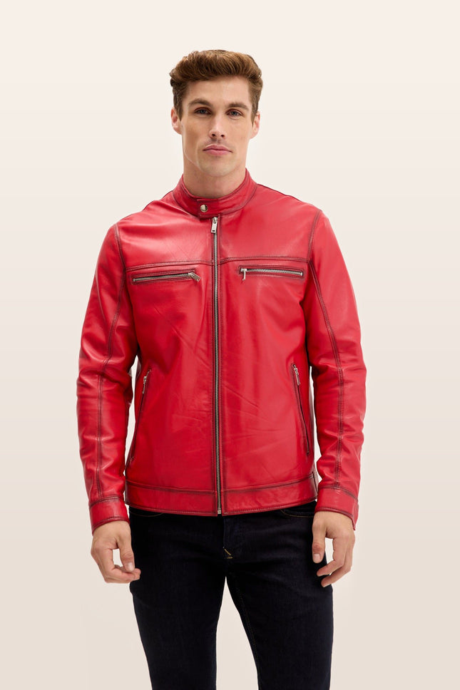 Classic Genuine Leather Jacket - Red Tint