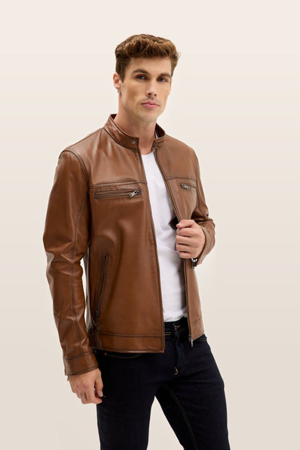 Classic Genuine Leather Jacket - Brown Tint