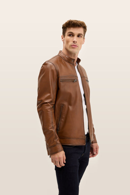 Classic Genuine Leather Jacket - Brown Tint