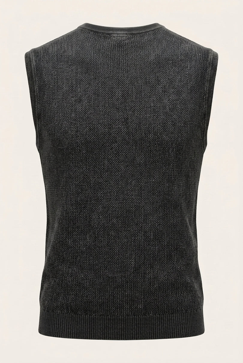 Muscle Fit Cotton Top - Black - Back