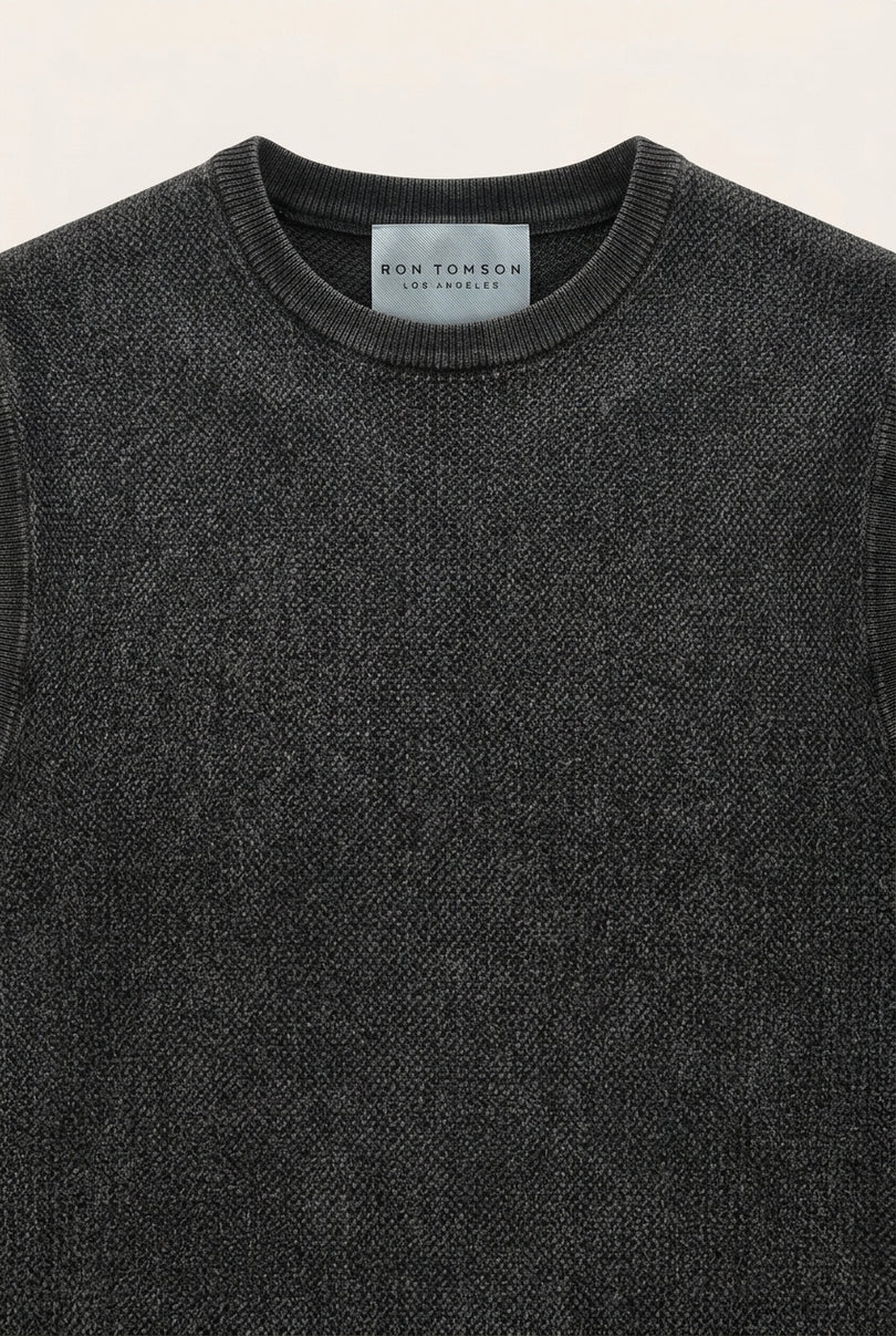 Muscle Fit Cotton Top - Black - Detail