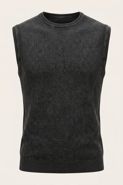 Muscle Fit Cotton Top - Black - Front