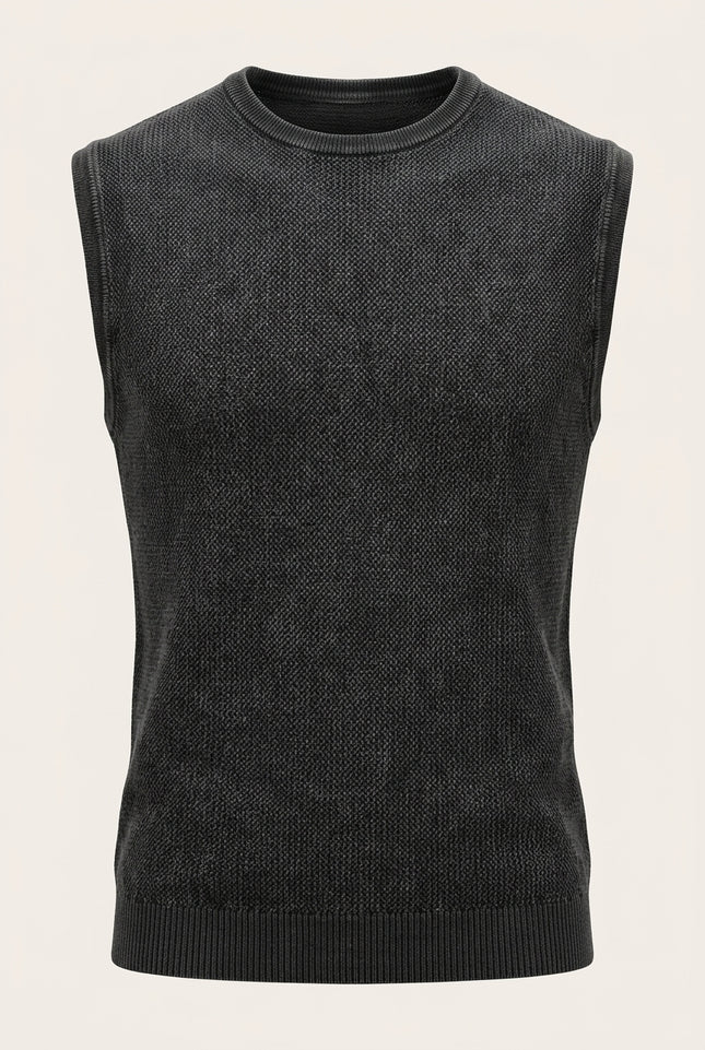Muscle Fit Cotton Top - Black - Front
