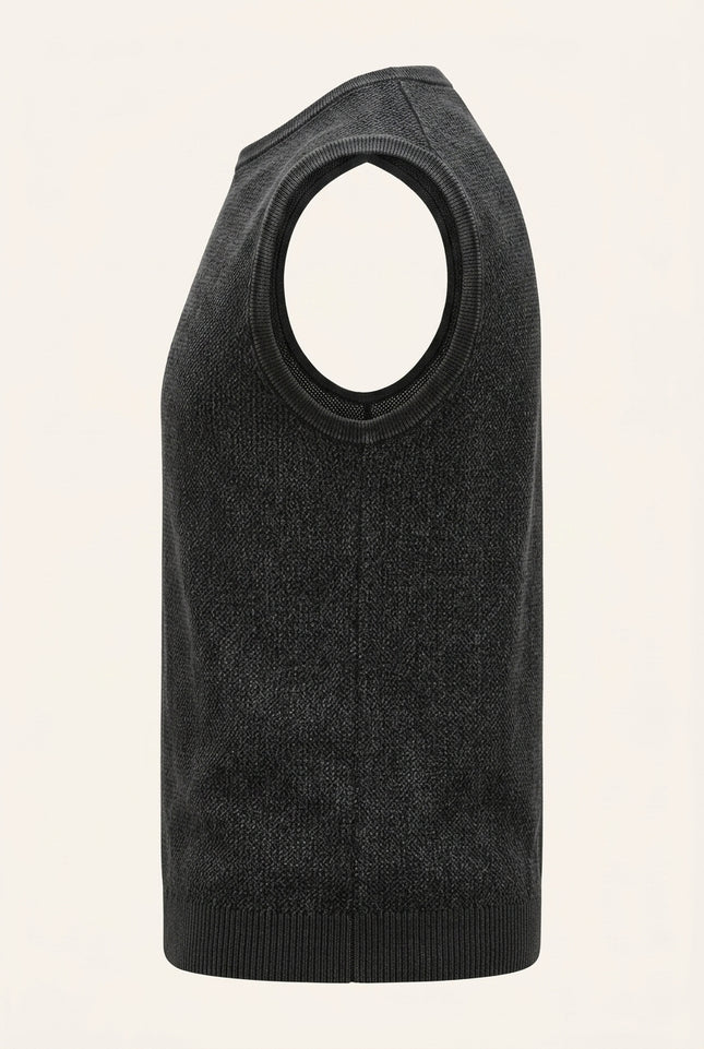 Muscle Fit Cotton Top - Black - Side
