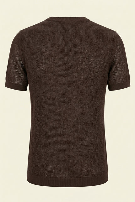 Muscle Fit Cotton T-Shirt - Brown - Back