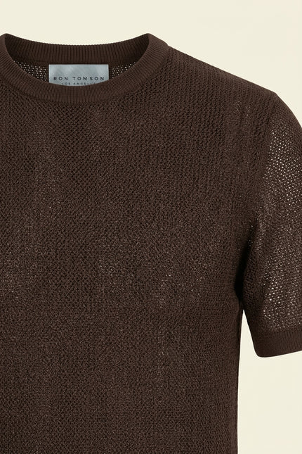 Muscle Fit Cotton T-Shirt - Brown - Detail