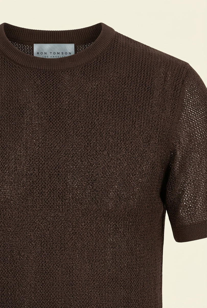 Muscle Fit Cotton T-Shirt - Brown - Detail