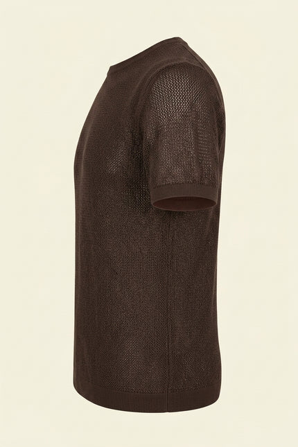 Muscle Fit Cotton T-Shirt - Brown - Side