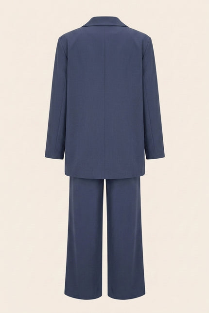 Oversized Single Button Suit - Navy - Back
