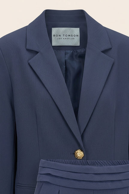 Oversized Single Button Suit - Navy - Detail