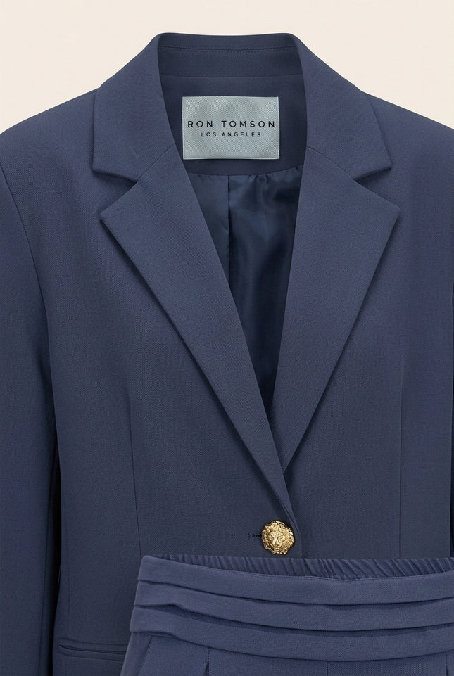 Oversized Single Button Suit - Navy - Detail