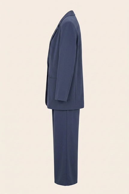 Oversized Single Button Suit - Navy - Side