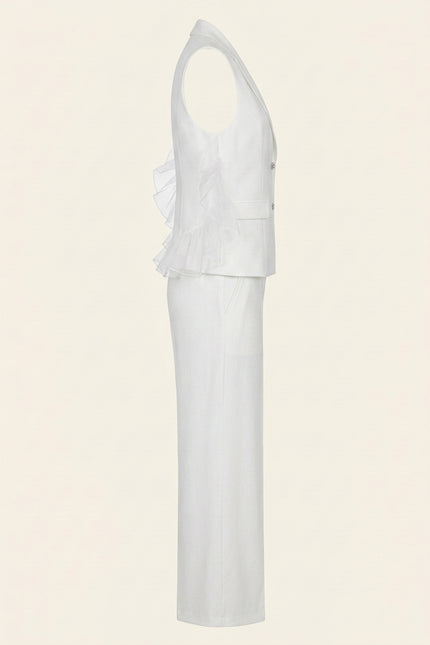 Side Tulle 2-Piece Suit - White - Side