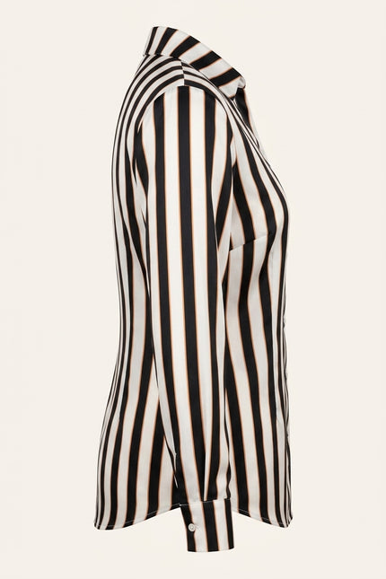 Striped Sateen Shirt - Black - Side