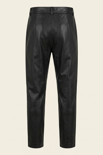 Genuine Leather Cargo Pants - Black - Back