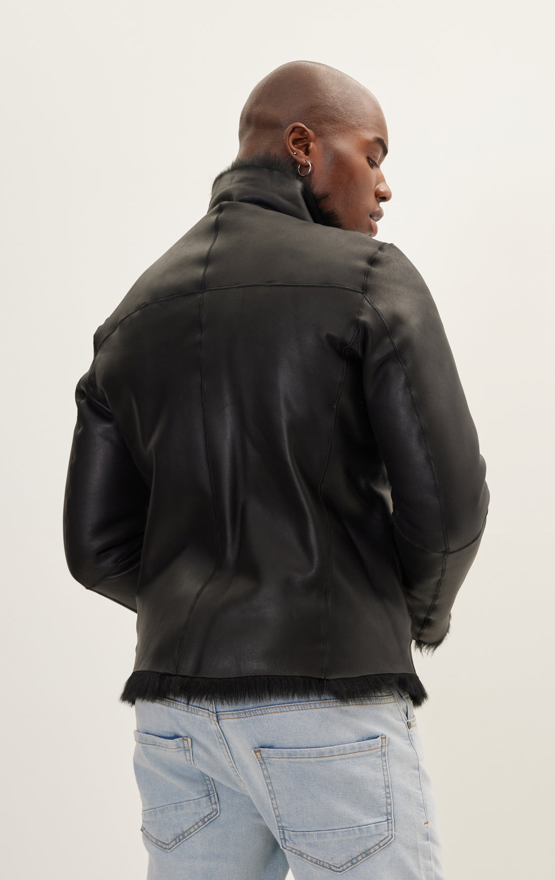 Reversible Toscana Shearling Genuine Leather Jacket - Black