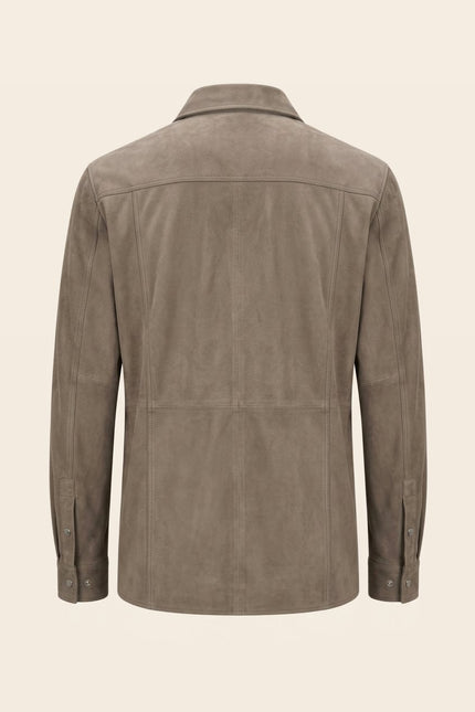 Lambskin Suede Shirt Jacket - Grey