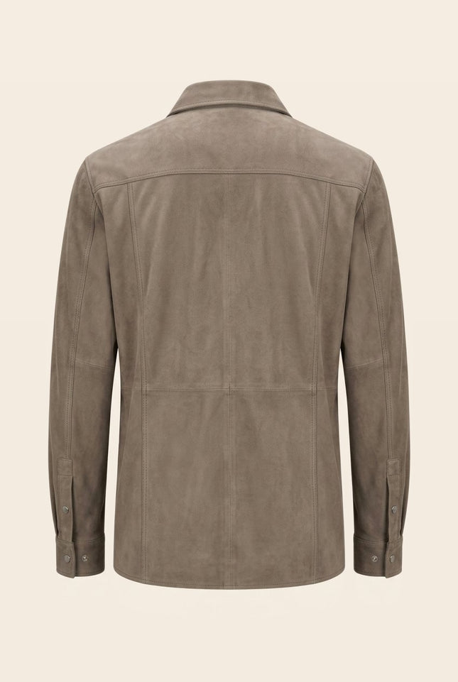 Lambskin Suede Shirt Jacket - Grey