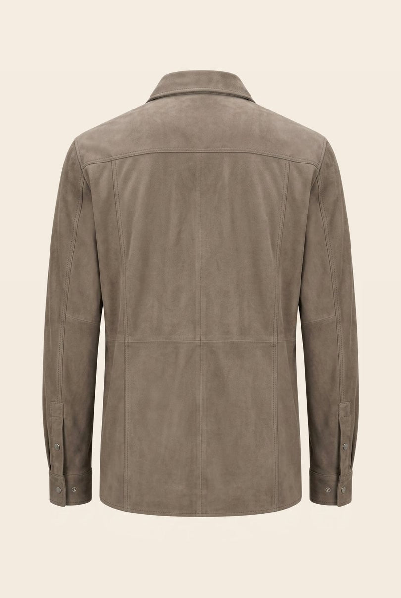 Lambskin Suede Shirt Jacket - Grey