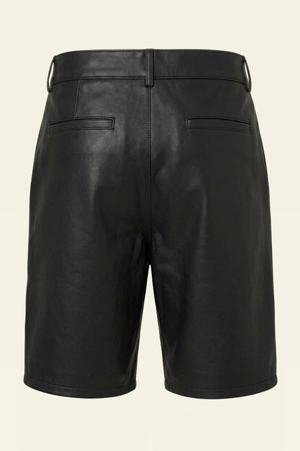 Perforated Cut-Out Leather Shorts - Black