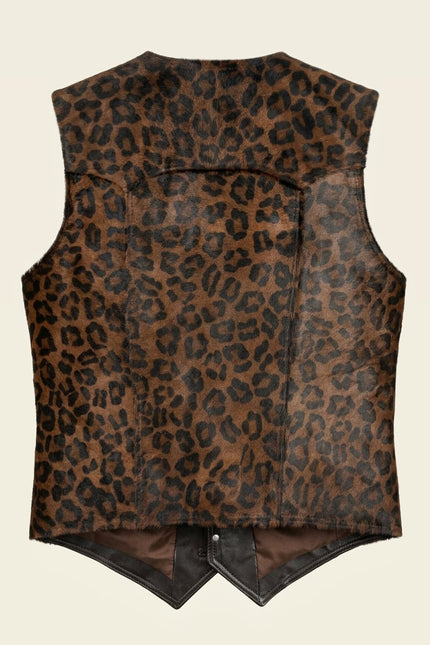 Men's Calf Hair Leather Vest - Leopard