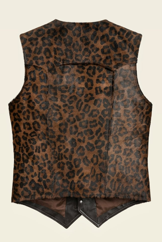 Men's Calf Hair Leather Vest - Leopard