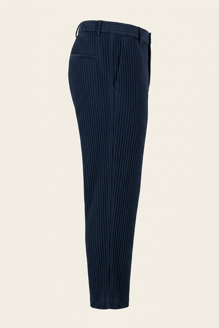 Ribbed Texture Relaxed Pants - Navy - Side