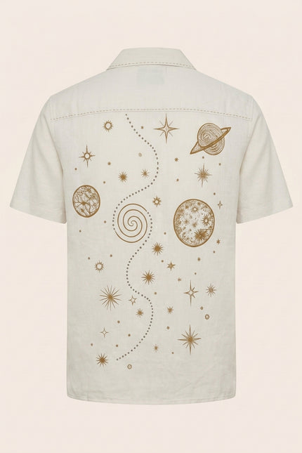Stargazer Camp Collar Shirt - Ecru - Back