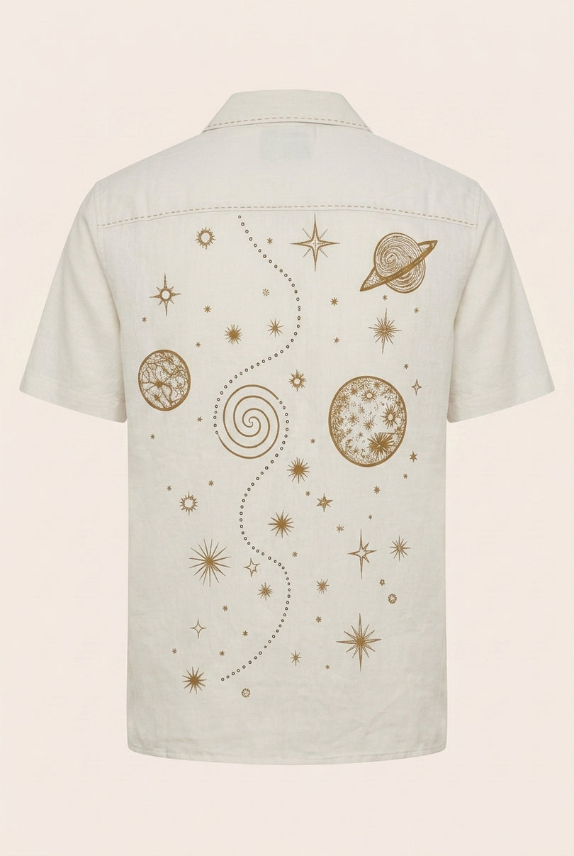 Stargazer Camp Collar Shirt - Ecru - Back