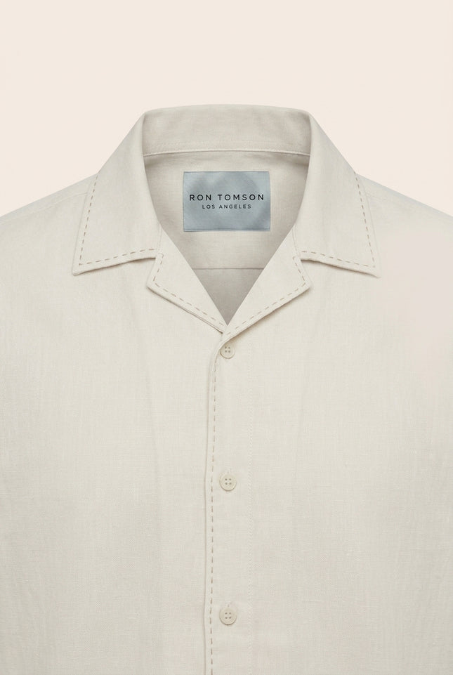Stargazer Camp Collar Shirt - Ecru - Detail