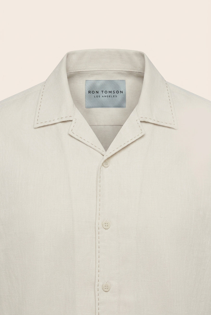 Stargazer Camp Collar Shirt - Ecru - Detail
