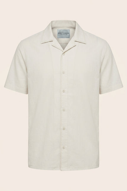 Stargazer Camp Collar Shirt - Ecru - Front