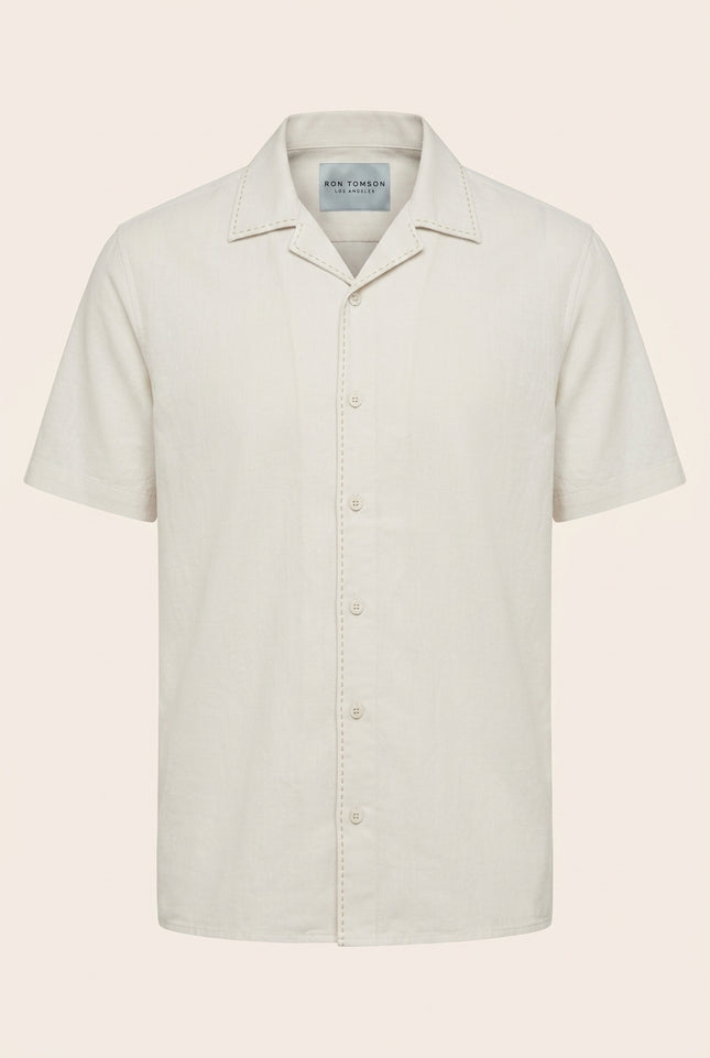 Stargazer Camp Collar Shirt - Ecru - Front
