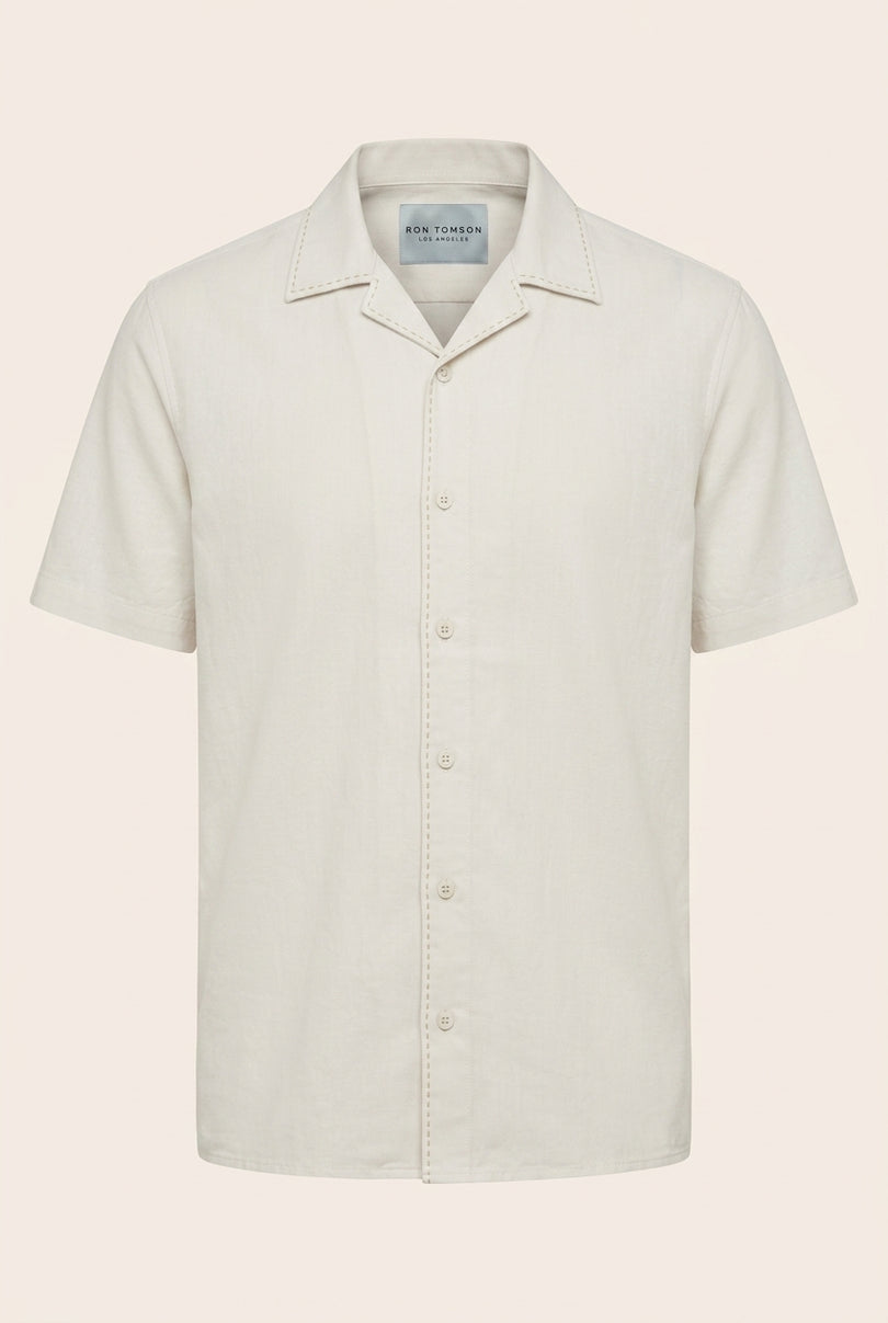 Stargazer Camp Collar Shirt - Ecru - Front