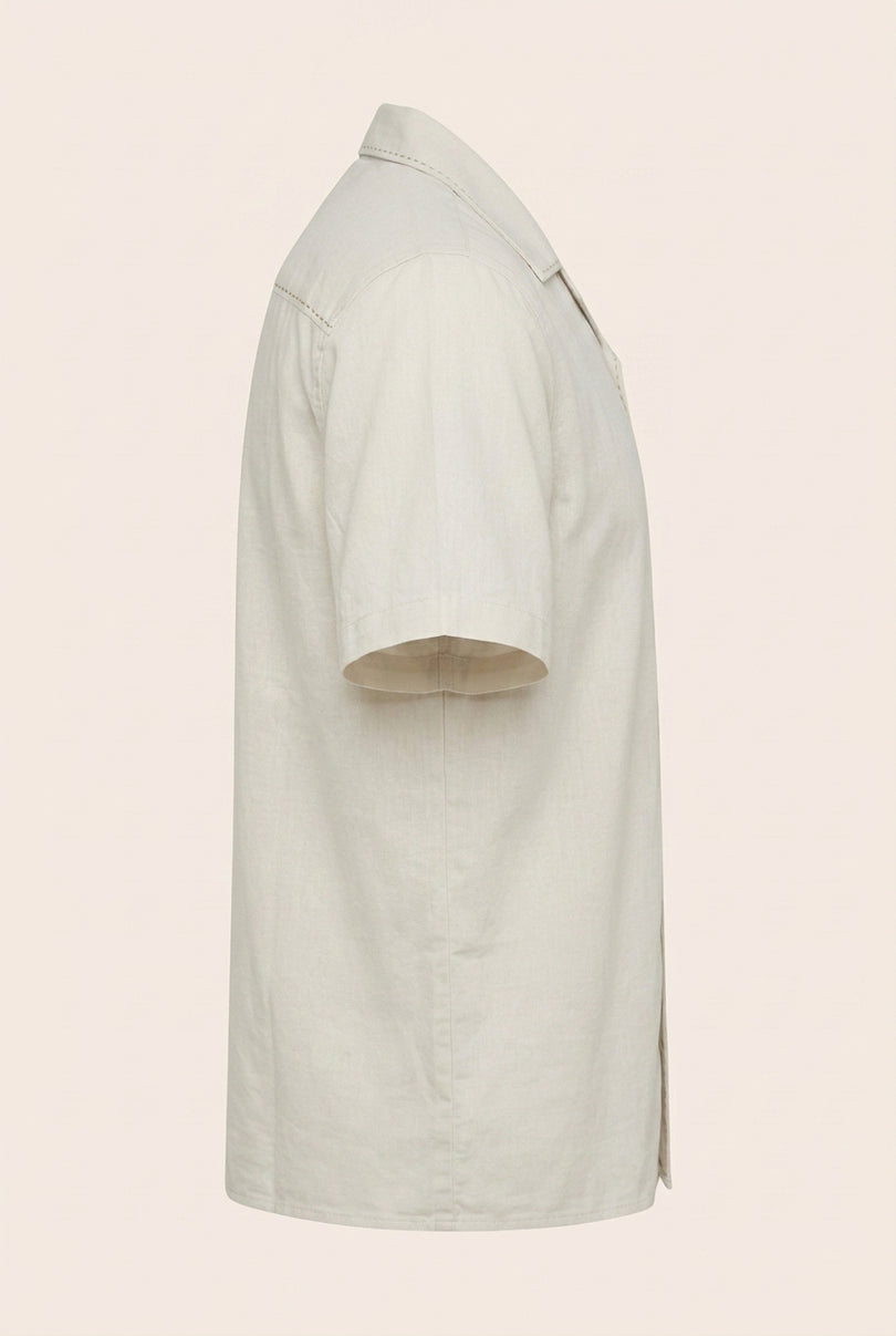 Stargazer Camp Collar Shirt - Ecru - Side