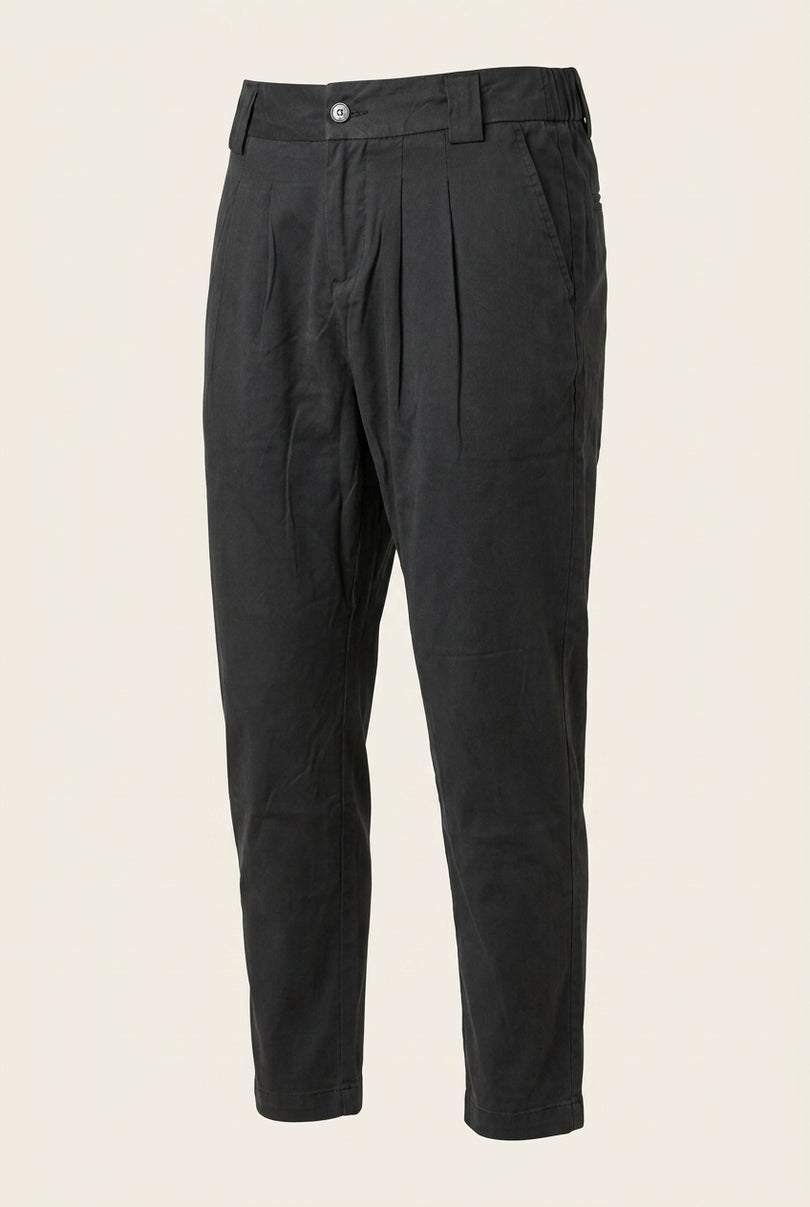 Pleated Trousers - Black - Front