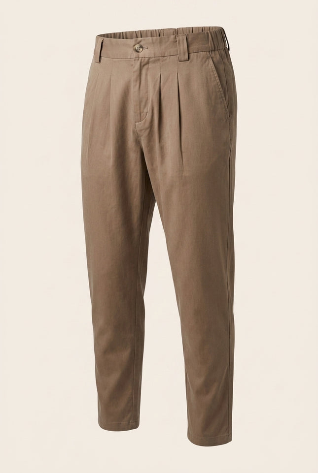 Pleated Trousers - Brown - Front