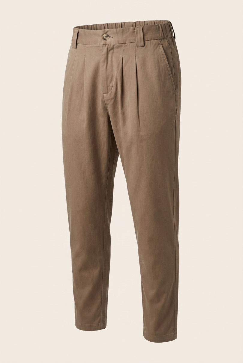 Pleated Trousers - Brown - Front