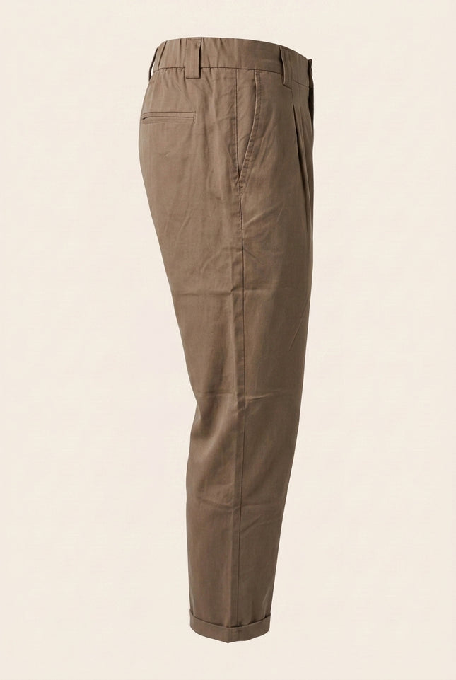 Pleated Trousers - Brown - Side