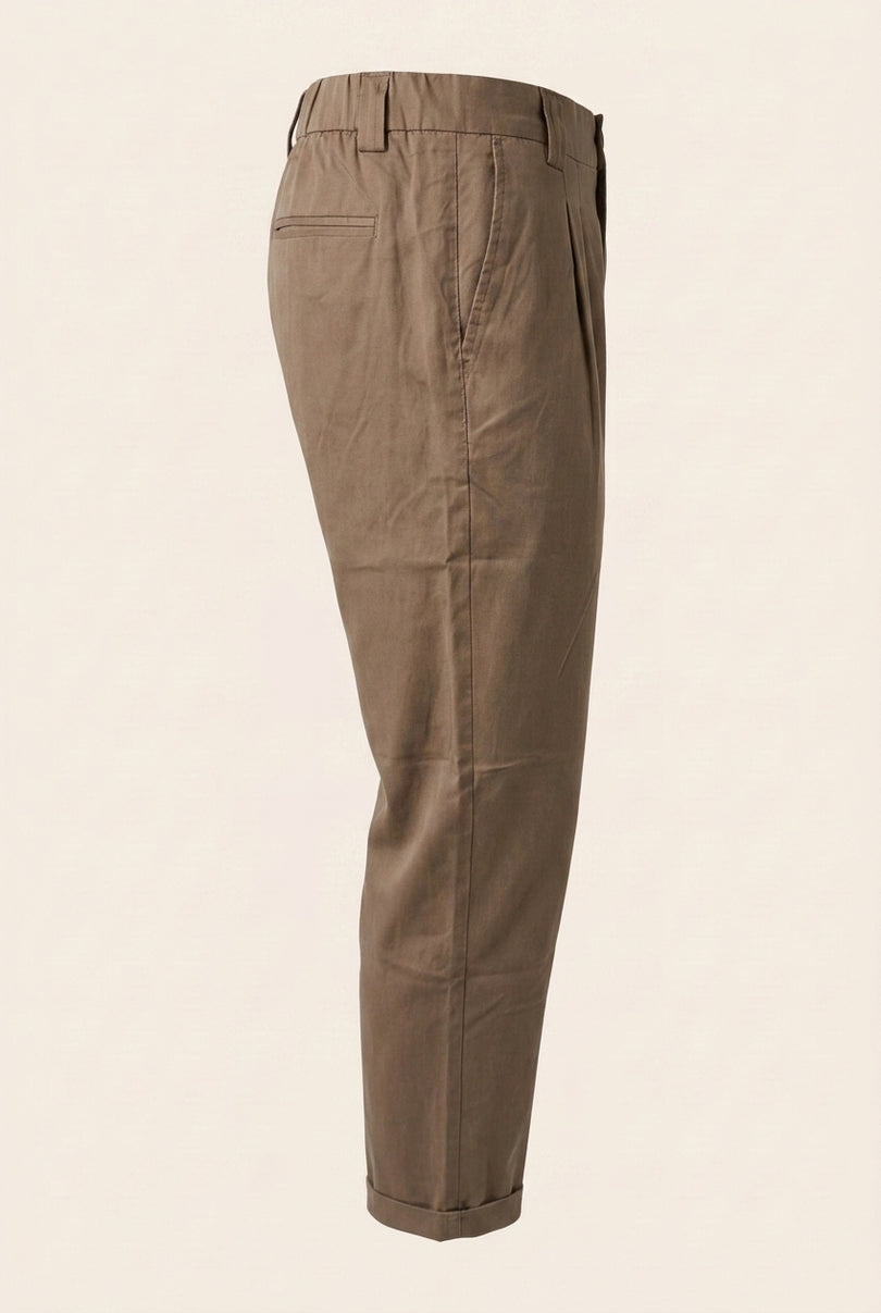 Pleated Trousers - Brown - Side