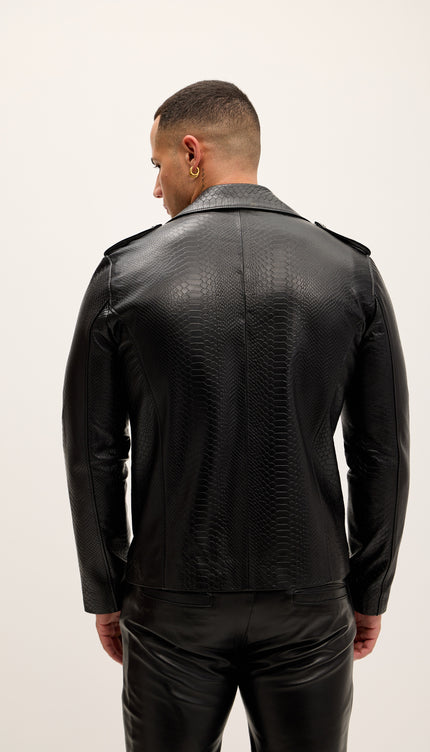 Куртка с тиснением под крокодиловую кожу 7755
