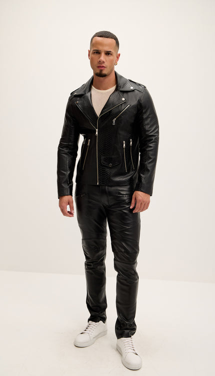 Куртка с тиснением под крокодиловую кожу 7755