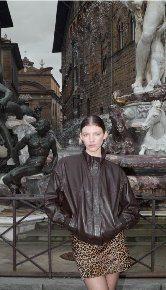 Genuine Calf Hair Short Skirt - Leopard