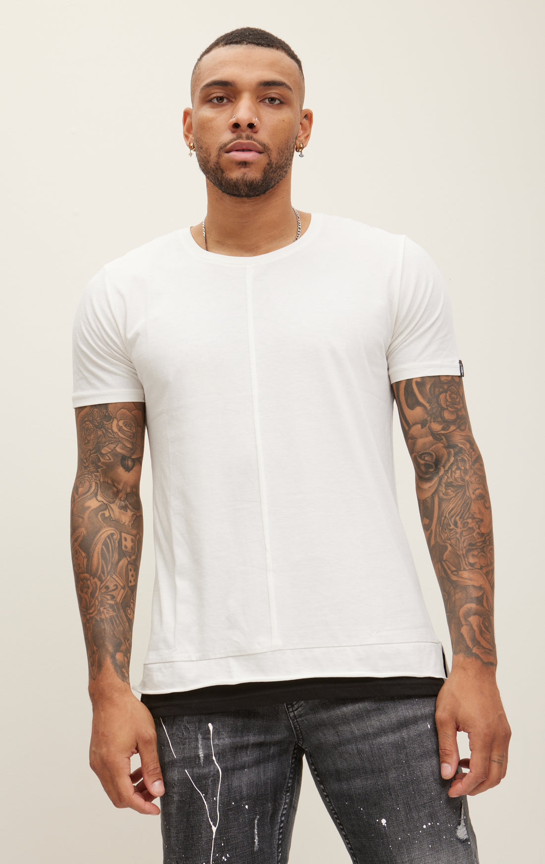 N° 8135 RT PURE COTTON SCOOP NECK TEE - OFF WHITE