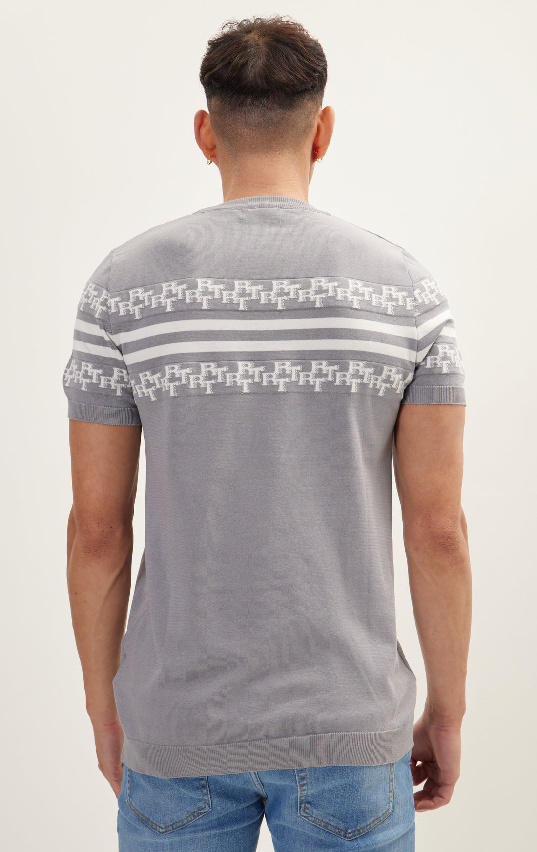 N° 8214 GREY OFF WHITE KNITTED T-SHIRT