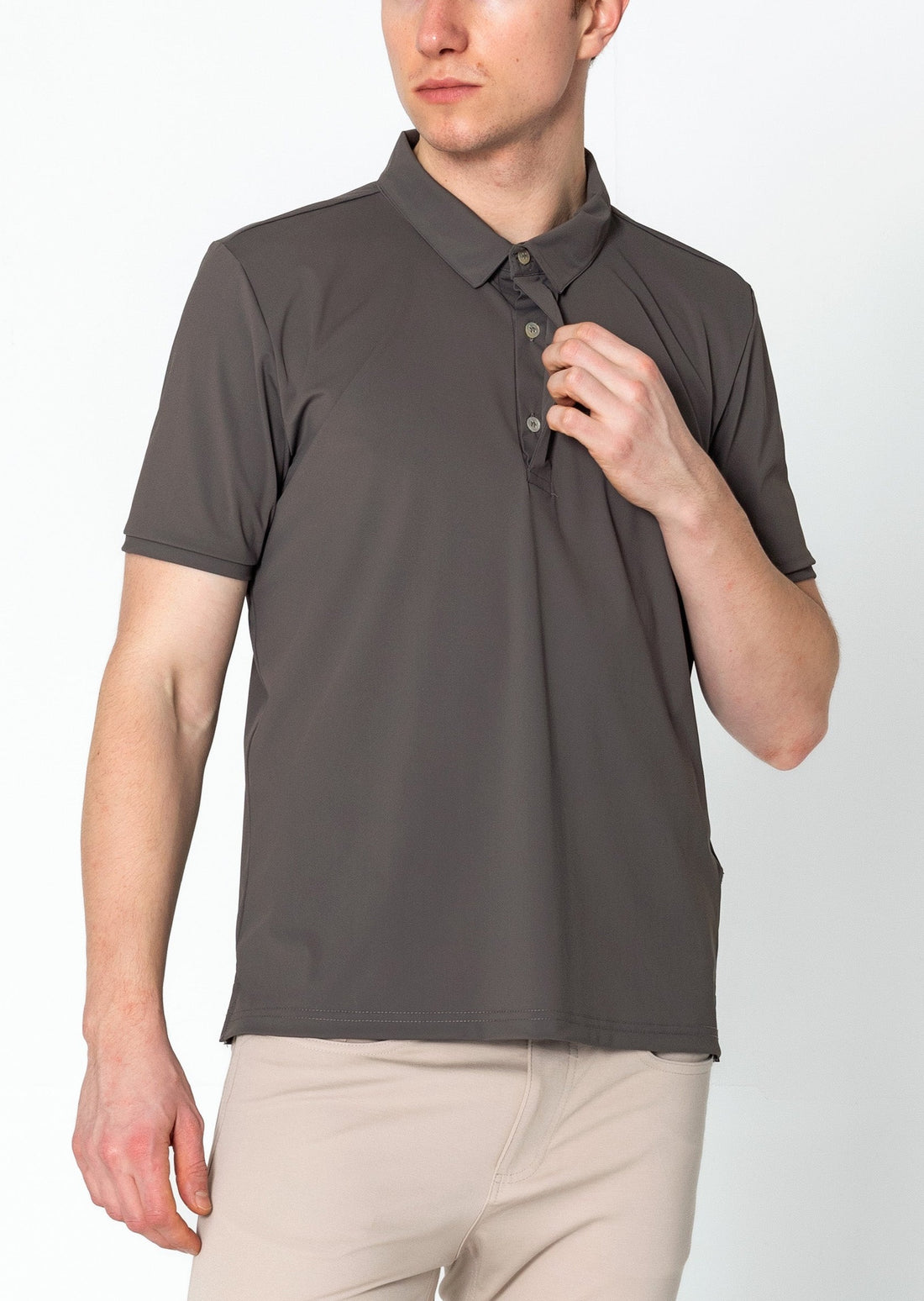 Wrinkle Free Tapered Travel Polo Shirts-  Anthracite