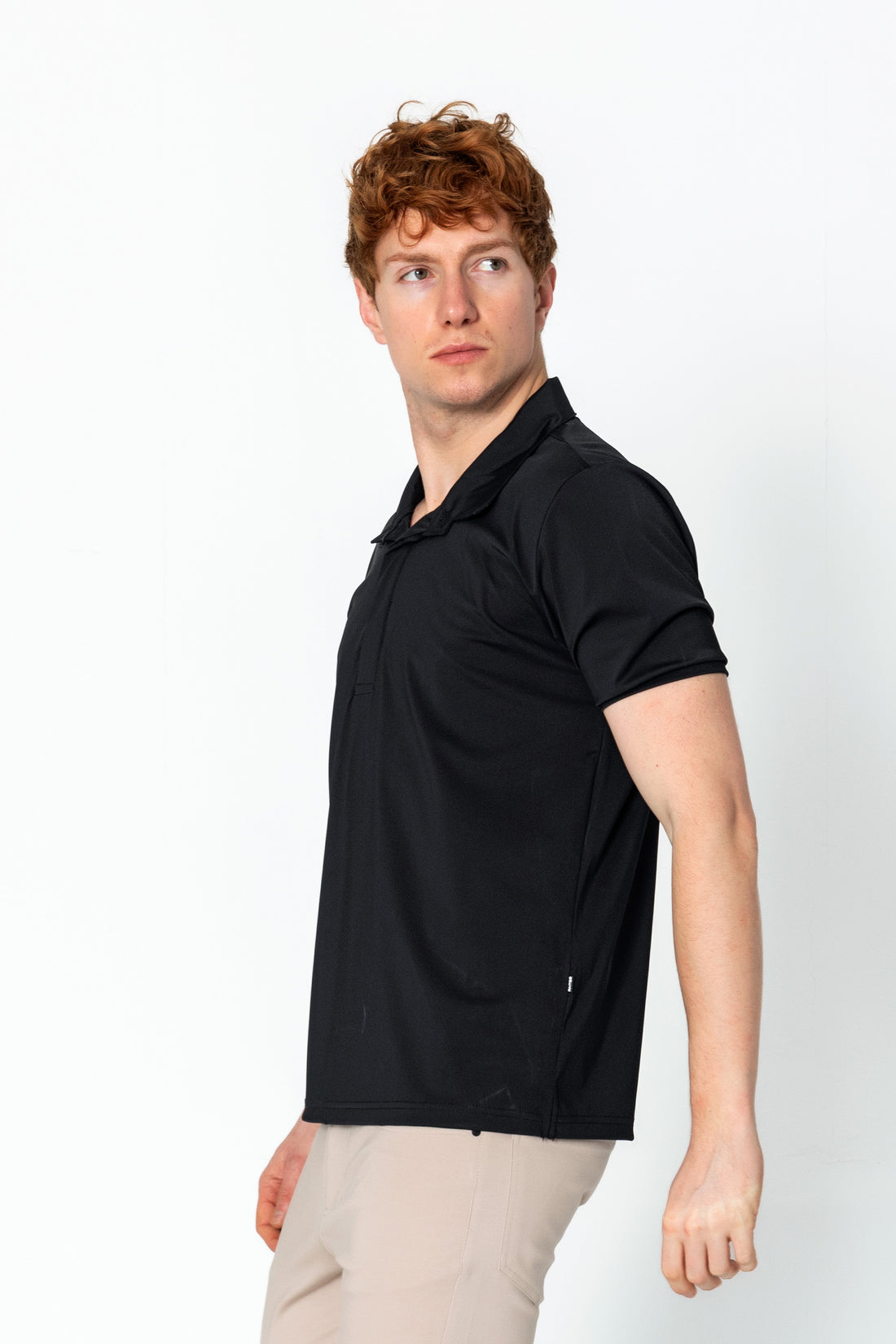 Wrinkle Free Tapered Travel Polo Shirts - Black